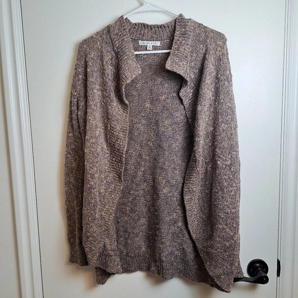 Cabi Brown Taupe Marled 100% Cotton Knit Boho Cardigan Sweater Size Small - Picture 2 of 8